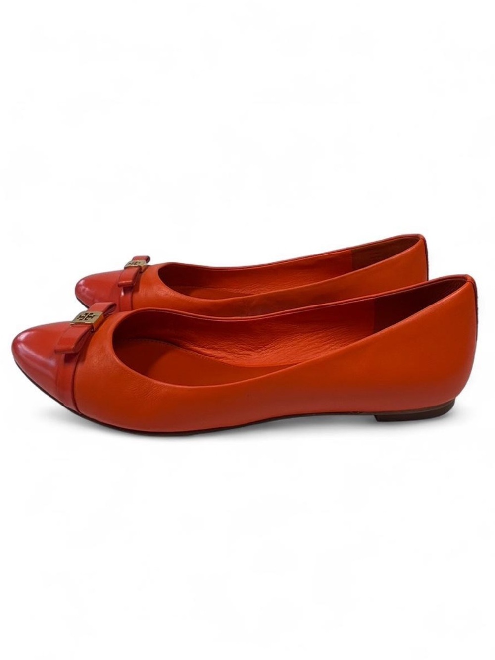 Tory Burch Hugo Pointy-Toe Ballet Flats in the vibrant orange, "Tiger Lily" 10.5 - Picture 2 of 11